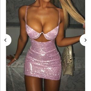 Pink Sparkly Sexy Mini Dress